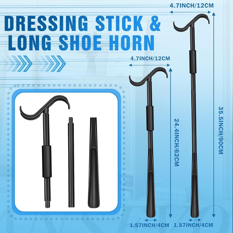 Ansevo 35 Inch Long Handle Shoe Horn for Seniors, Dressing Stick for Elderly, Sock Aids for Putting on Socks, Shirts, Shoes - Image 2